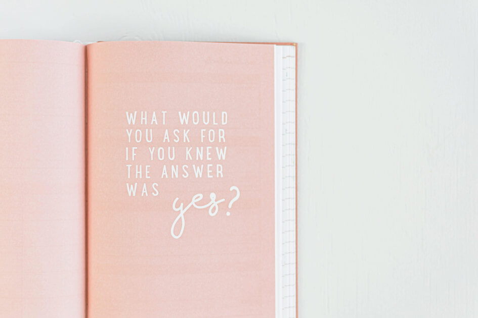 A peach-colored book that's titled "What would you ask for if you knew the answer was yes?"